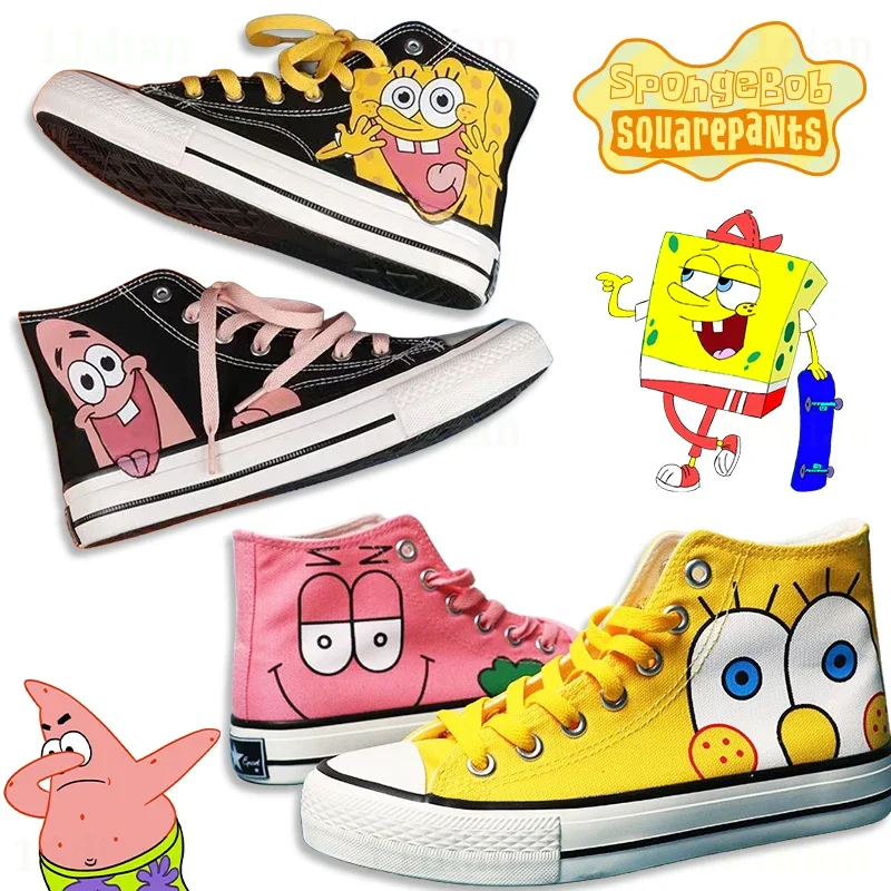 SpongeBob Patrick Star Canvas Sneakers Women Men Anime Skateboarding Shoes Fashion Boys Girls Hip Hop Platform High Top Shoes