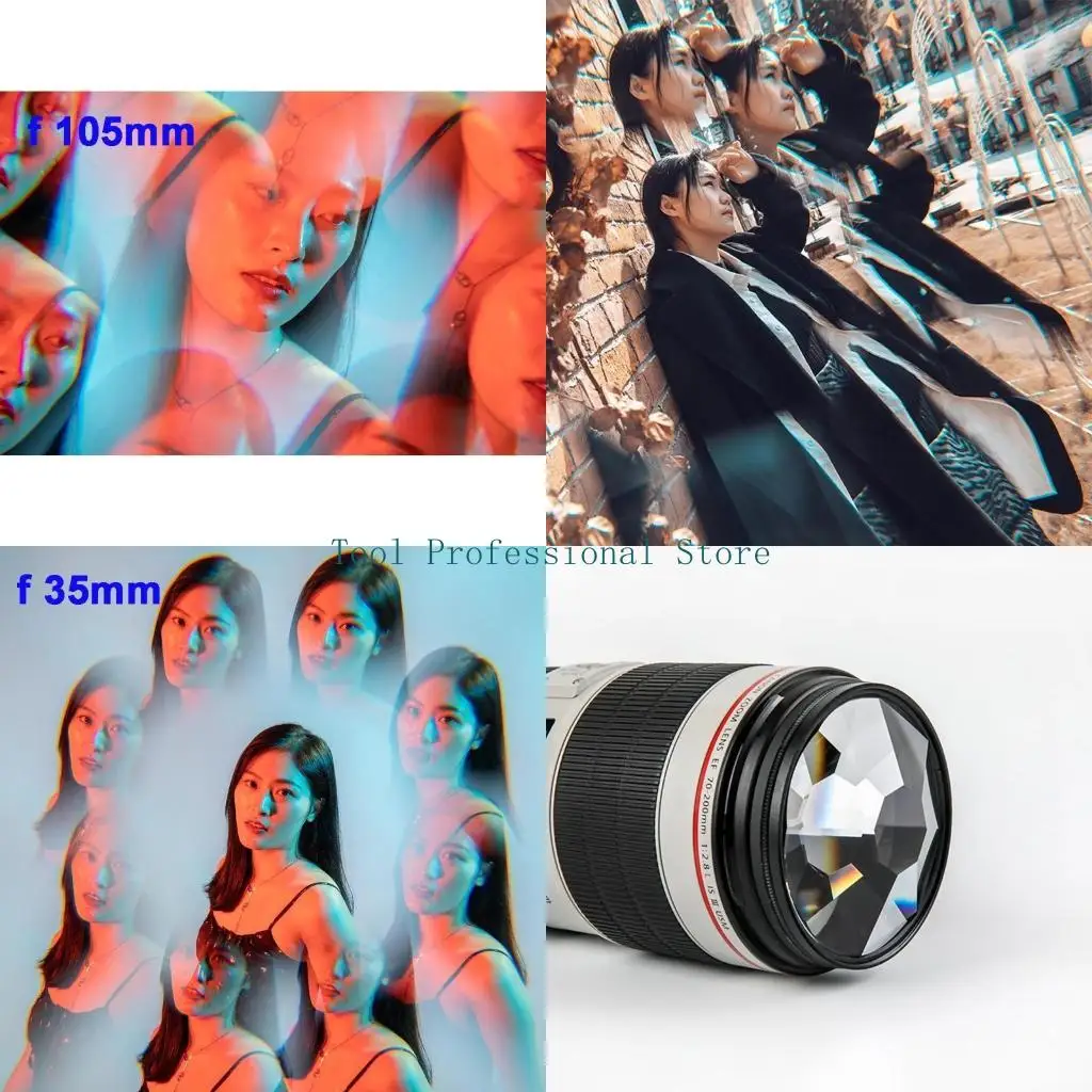 57QF 77mm Colorful Kaleidoscope Glass Prism Camera Lens Filter for Photo Objects Speical Effects Photography Accessories