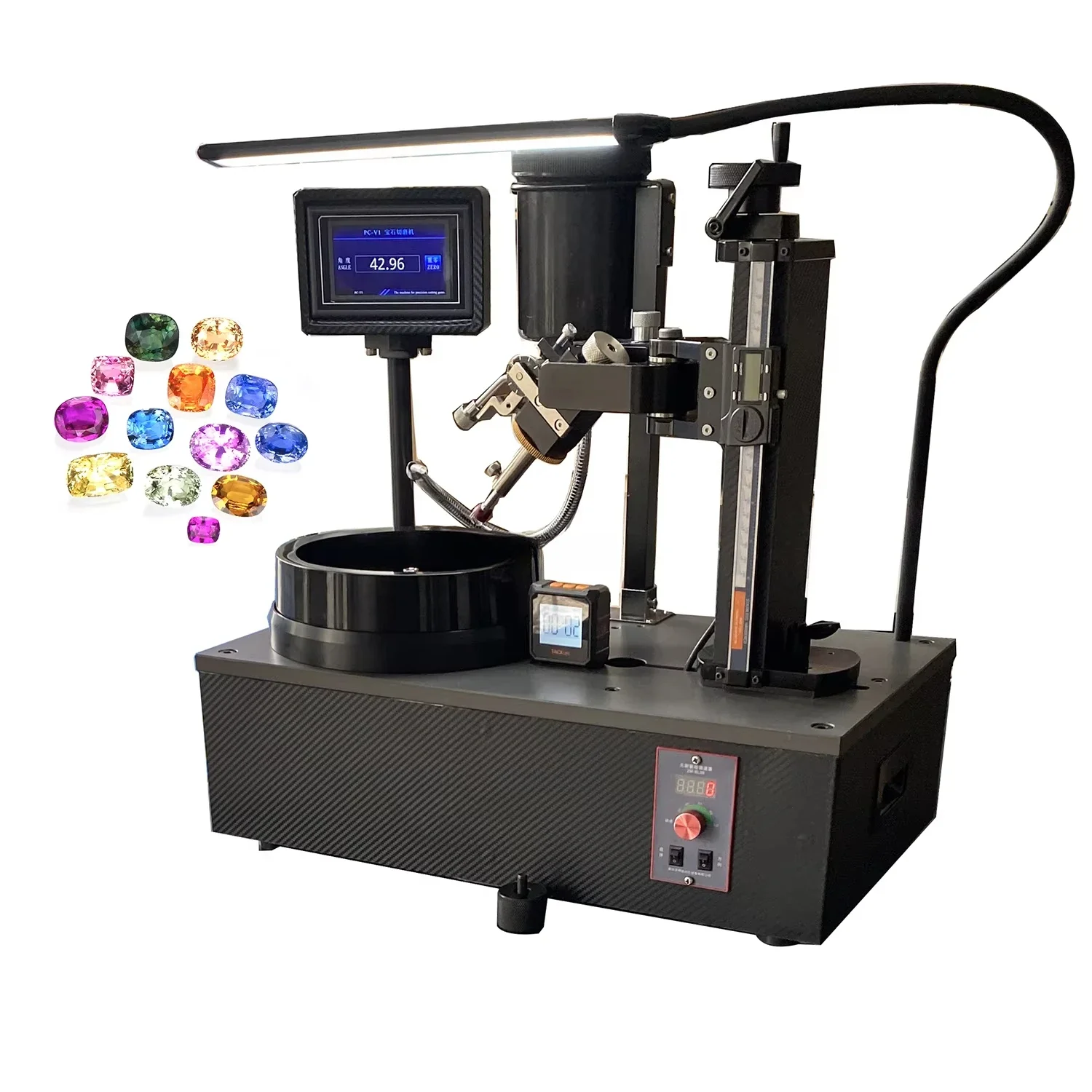 New Arrivals 6/8inch High Precise Lapidary Machine Digital Speed Control Manual Gemstone Gem Faceting Gem Cutting Machine