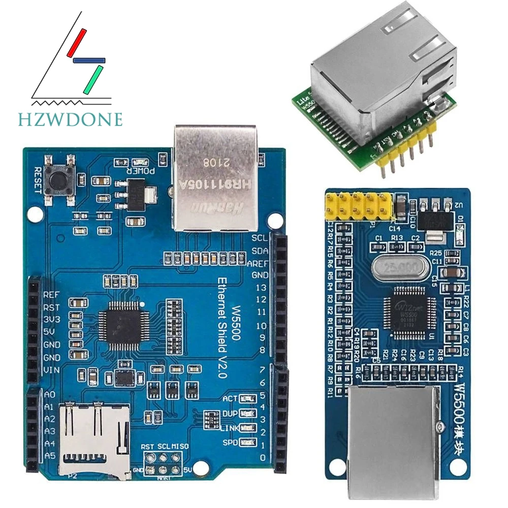 HZWDONE W5500 Módulo de red Ethernet Aardware SPI a LAN TCP IP 51 Programa de microcontrolador STM32 sobre W5100