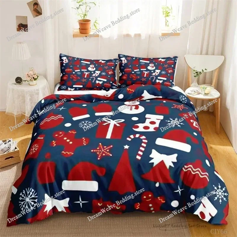 Duvet Cover Cute Cartoon Dwarf Christmas Series Bedding Set for Kids and Adults Single Double Queen Room Decor GiftFQH