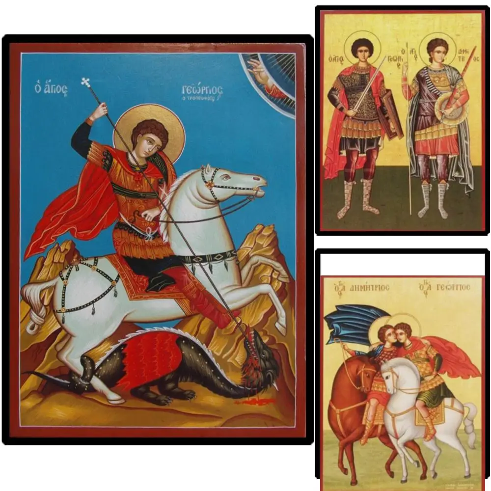 St. George & Dragon Russian Orthodox Icon Canvas Print HD Byzantine Christianity Art for Church Altar Wall Decor Christian Gift