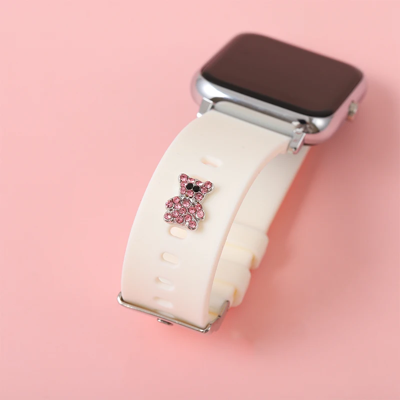 Chiodi decorativi per Apple Watch Band cuore diamante zircone Charms in metallo per Iwatch Silicone morbido braccialetto intelligente accessori regalo