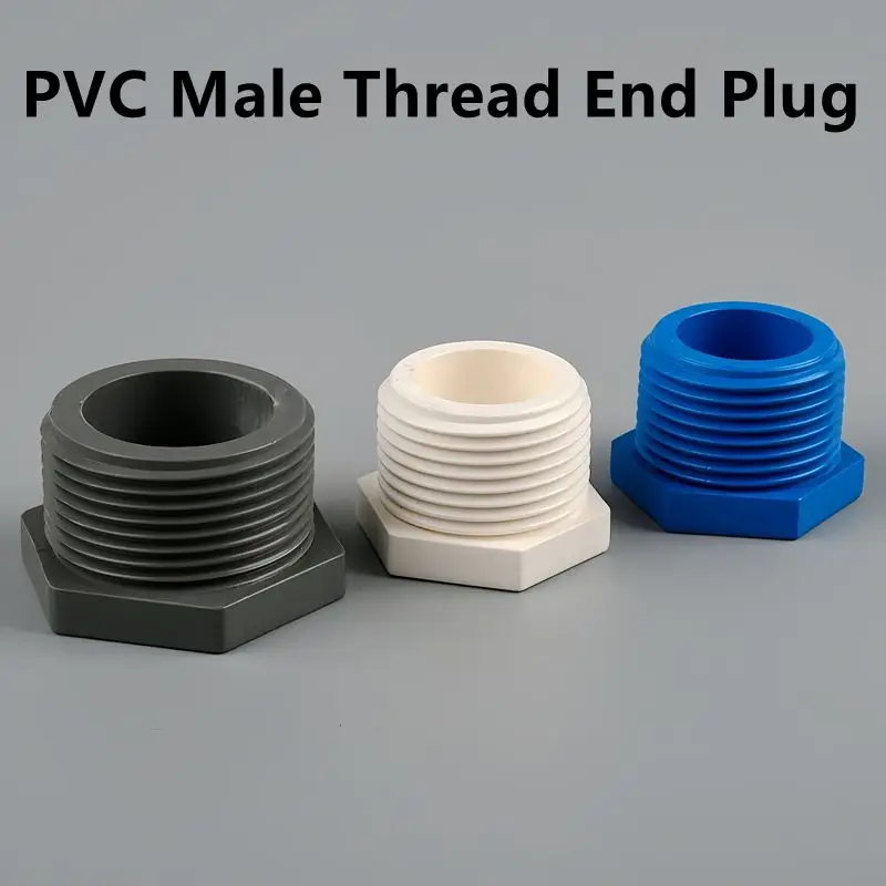 1PC 1/2~2 Inch PVC Male Thread End Plug Accessories Connectors Water Supply Pipe Aquarium Fish Tank Screw Plug Tube Fittings