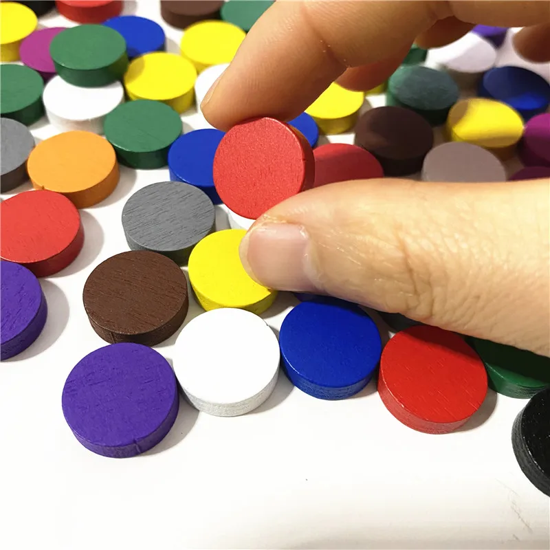 50pieces 15*5MM 11 Colors Wooden Disk Pawn Game Pieces Colorful Chess For Tokens Board game Accessories