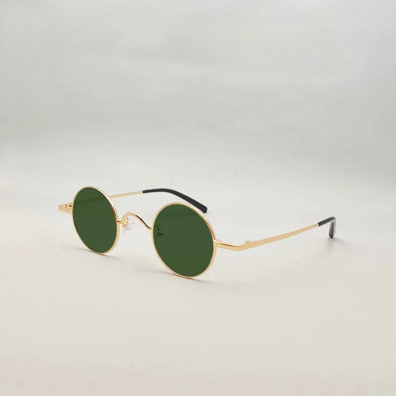 Retro Gold Small Round UV400 Polarized Sunglasses Silver Metal Anti reflective Sunnies Dark Brown, Green, Gray Lens Glasses