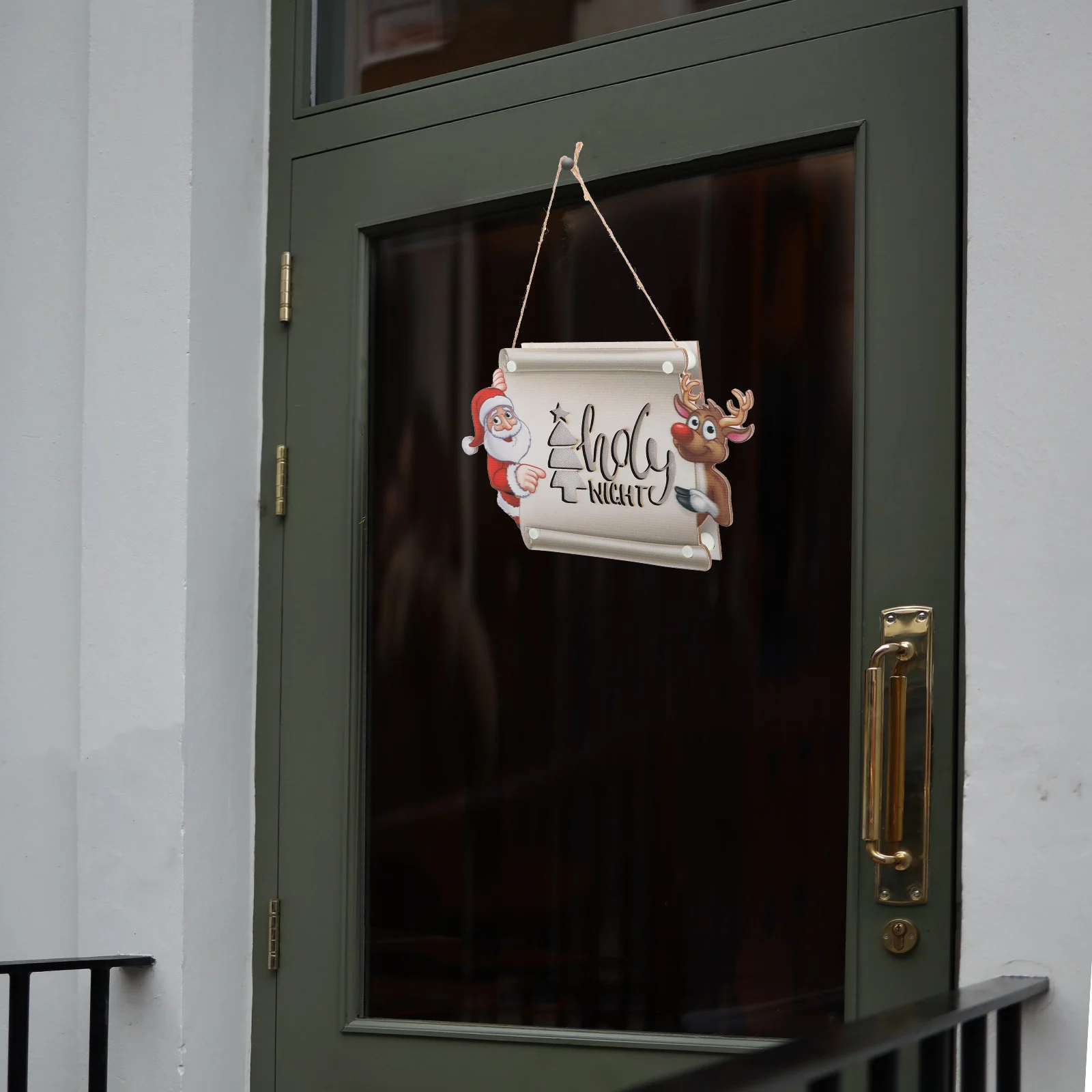 

Christmas Door Sign LED Lighted Wooden Xmas Front Door Decor Classic Hanging Welcome Sign for Home Christmas Decorations