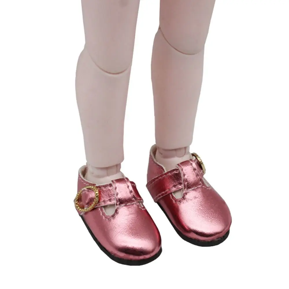 PU Leather 4.6cm Colorful Shiny Sneakers Shoes Doll 1 Pair Doll PU Leather Shoes Lightweight Cute Leather Boots Clay Dolls