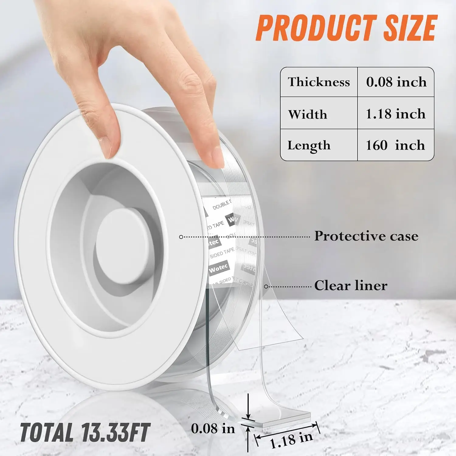 YITAPE 1roll Wotec Clear Nano Double Sided Tape 1.18