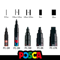 5pcs/Set POSCA Marker Pen ,5 Sizes PC-1M 3M 5M 8K 17K Acrylic Graffiti Advertisement POP Poster Pen Black/White plumones colores