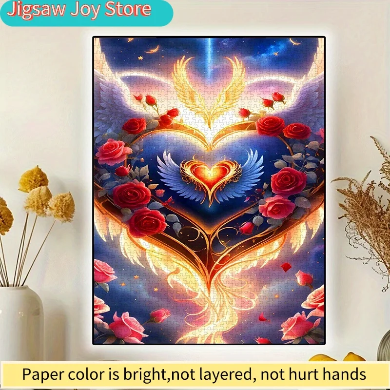 ปริศนากระดาษ DIY, หัวใจในฝัน, กุหลาบ, ปีก ปริศนาสำหรับผู้ใหญ่, เหมาะสำหรับตกแต่งห้องนอน, ปริศนาเดทสุดโรแมนติก, ปริศนาของขวัญสำหรับคู่รัก