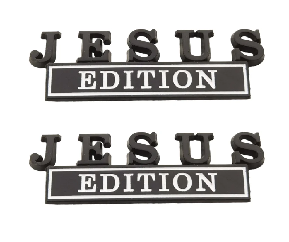 

2pcs Jesus Edition Car Emblem Stickers,3D Christian Symbol Vehicle Bumper Window Badge,Waterproof for SUV RV Truck(Silver Red)