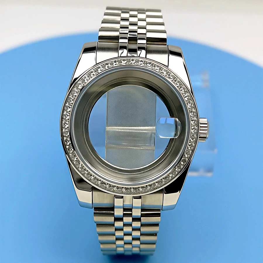 36/39mm DJ Style Diamond Bezel Watch Case For NH35 NH36, Sapphire Crystal, Fit Jubilee President Bracelet, Watch Mod Parts