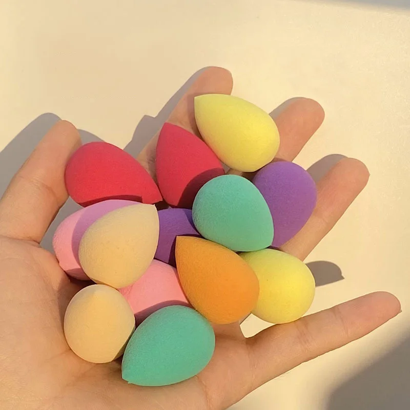 4 / 20 / 50 / 100pcs mini belleza huevos de colores cosméticos mixtos efervescencia seca y húmeda esponja de maquillaje suave de doble uso cojín