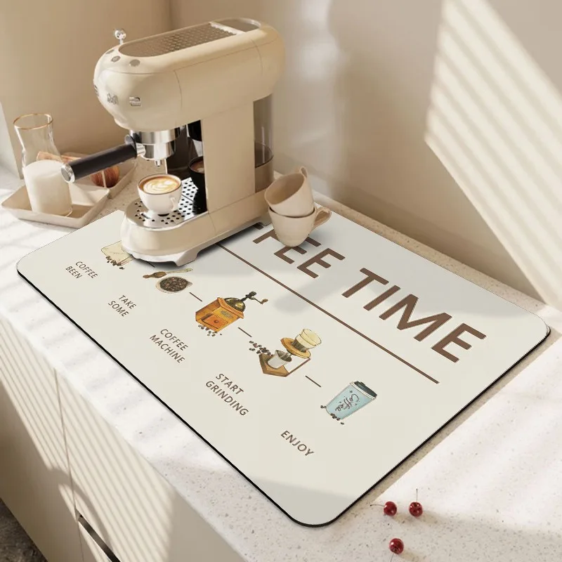 Coffee Machine Drain Mat Quick Drying Mat Water Absorption Household Kitchen Bar Mat Heat-insulating Dirt Resistant Placemat