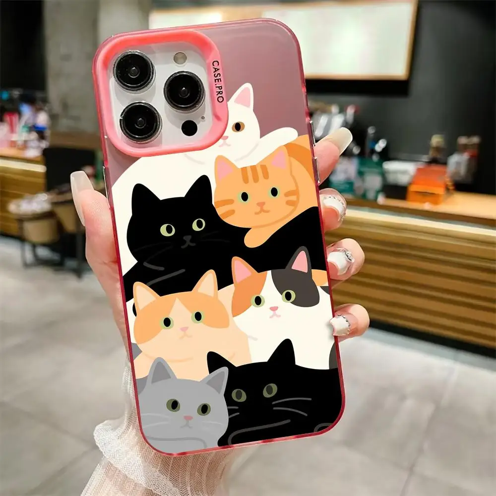 

Cute cat pile phone case suitable for iPhone 17 16 15 14 13 12 11 Pro/Max/Plus anti drop and shockproof back cover