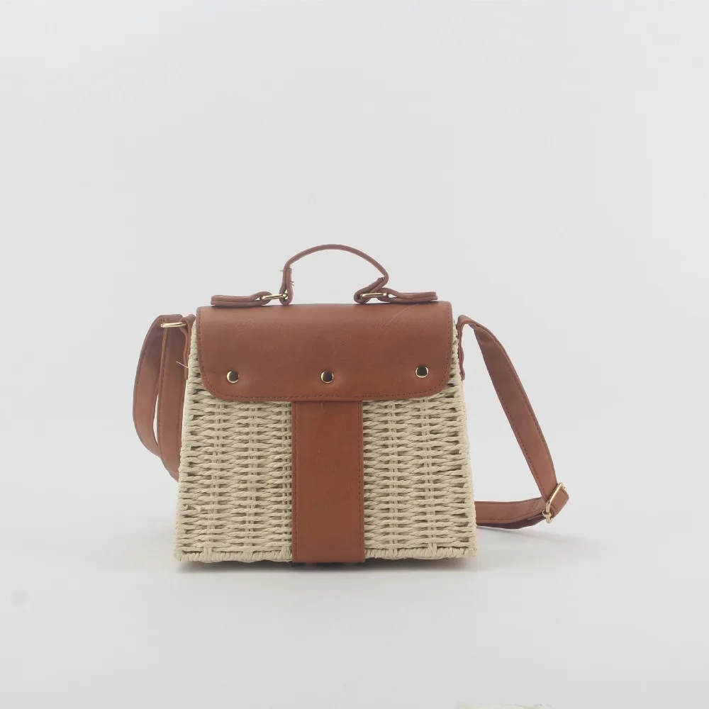 Grass Woven Small Bag Personalized Large Capacity Solid Color Crossbody Bag Chain Crossbody Bucket Bag Girls