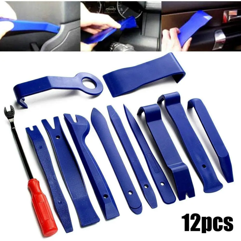 12pcs Car Audio Stereo Radio Door Dash Panel Trim Clip Plastic Removal Pry Tools Trim Panel Dashboard Removal Tool Repair Tools