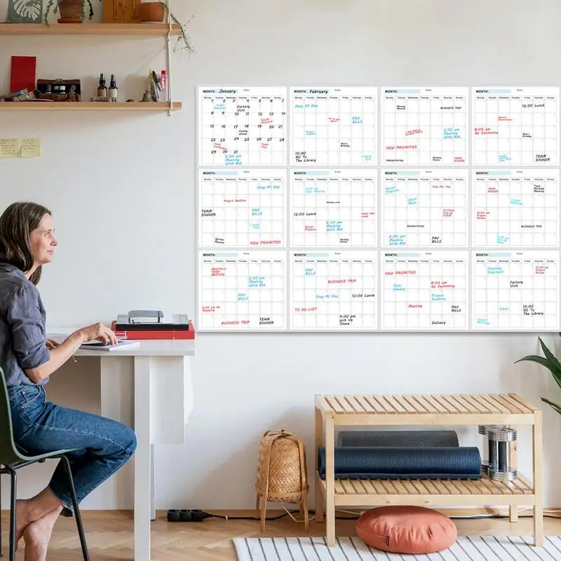 ปฏิทินไวท์บอร์ดแบบลบแห้ง 35X58in Wall Planner ปฏิทินแบบลบแห้งขนาดใหญ่บอร์ดแบบลบได้สําหรับสํานักงาน Home & School