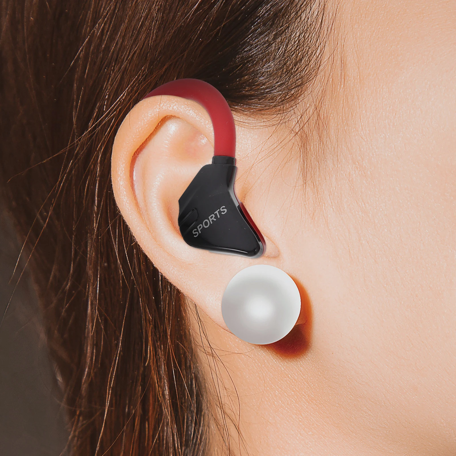 1 par de fones de ouvido com gancho, à prova d'água, leve, esportivo, para corrida, ciclismo, fitness, intra-auricular, com 3.5mm