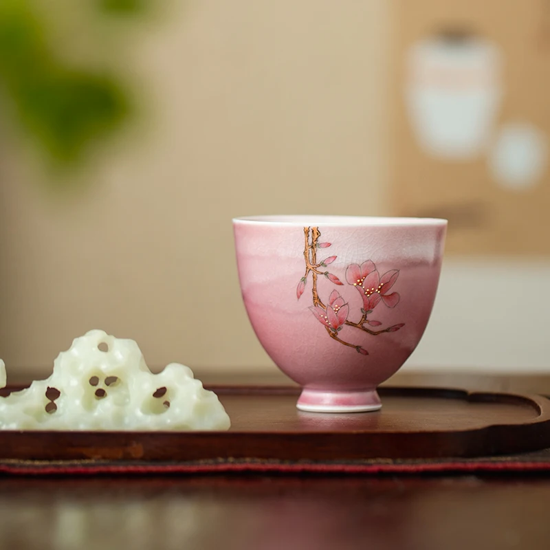 

Расписанная вручную керамическая чашка для чая, маленькая чайная чашка из фарфора Цзиндэчжэнь с цветочным узором, чашка для владельца, чашка для чаепития в китайском стиле
