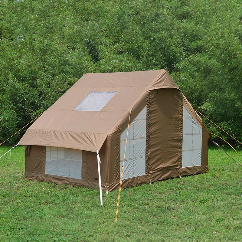 

PVC Air Column Cabin House Inflatable Camping Tent 4 Season Waterproof Windproof Clear Skylight Air Tent with Mesh Window/Doors