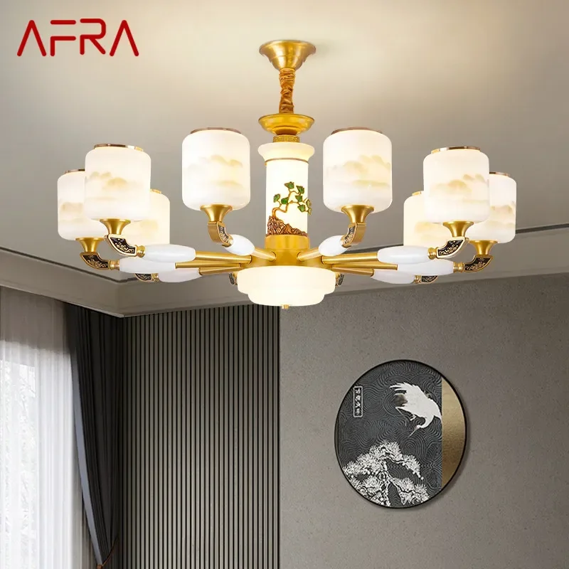 

AFRA Contemporary Luxury Brass Pendent Lamp Chinese style Living Room Dining Room Bedroom Villa Hotel Sample Room Chandelier