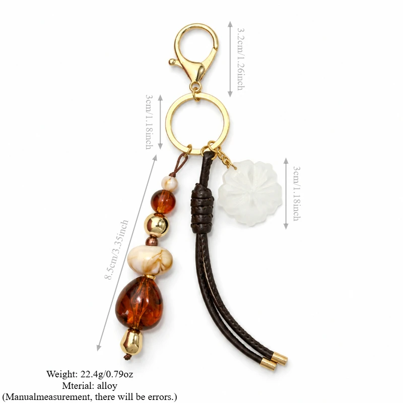 Vintage Nischen-Vielseitiger Seestern-Blumen-Stiefel Holzperlen Gewebter Schlüsselanhänger Schmuck – Detail 4