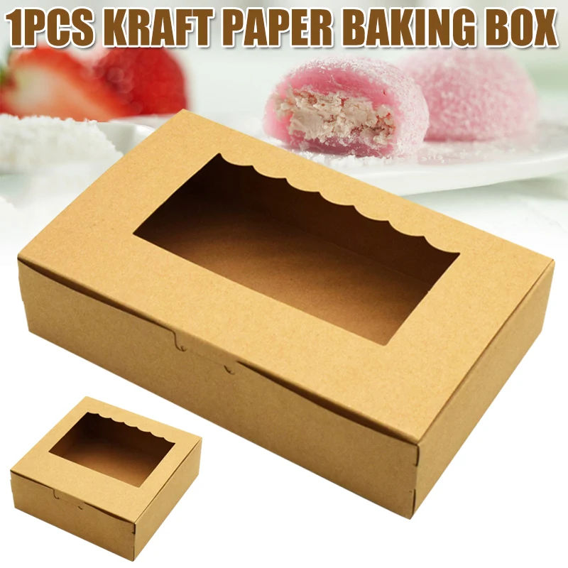 

Naturally Cupcakes Pie Box Cake Boxes with PVC Window Large Brown Kraft Bakery Cookie Storage Container for Cakes Pastries