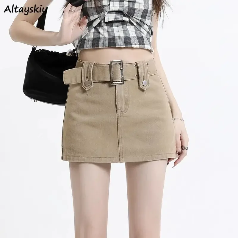 

Denim Mini Skirts Women Korean Style High Waist Sexy Slim Design Simple All-match Solid Color Fashion Retro Casual Daily Summer