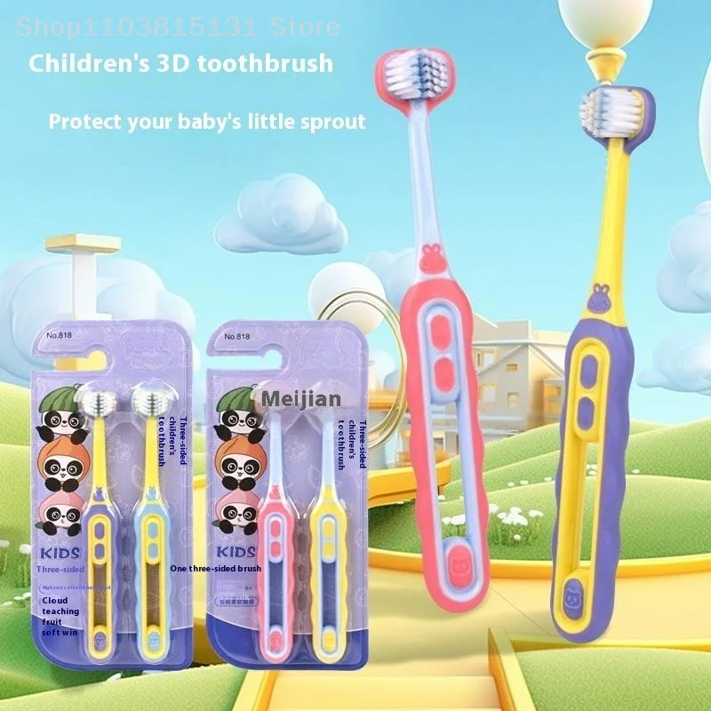 

2Pcs/set Children's Toothbrush Soft Bristle 3-Sided Teeth Whitening Brushes For Children Aged 3-12 Years Dental Oral Care