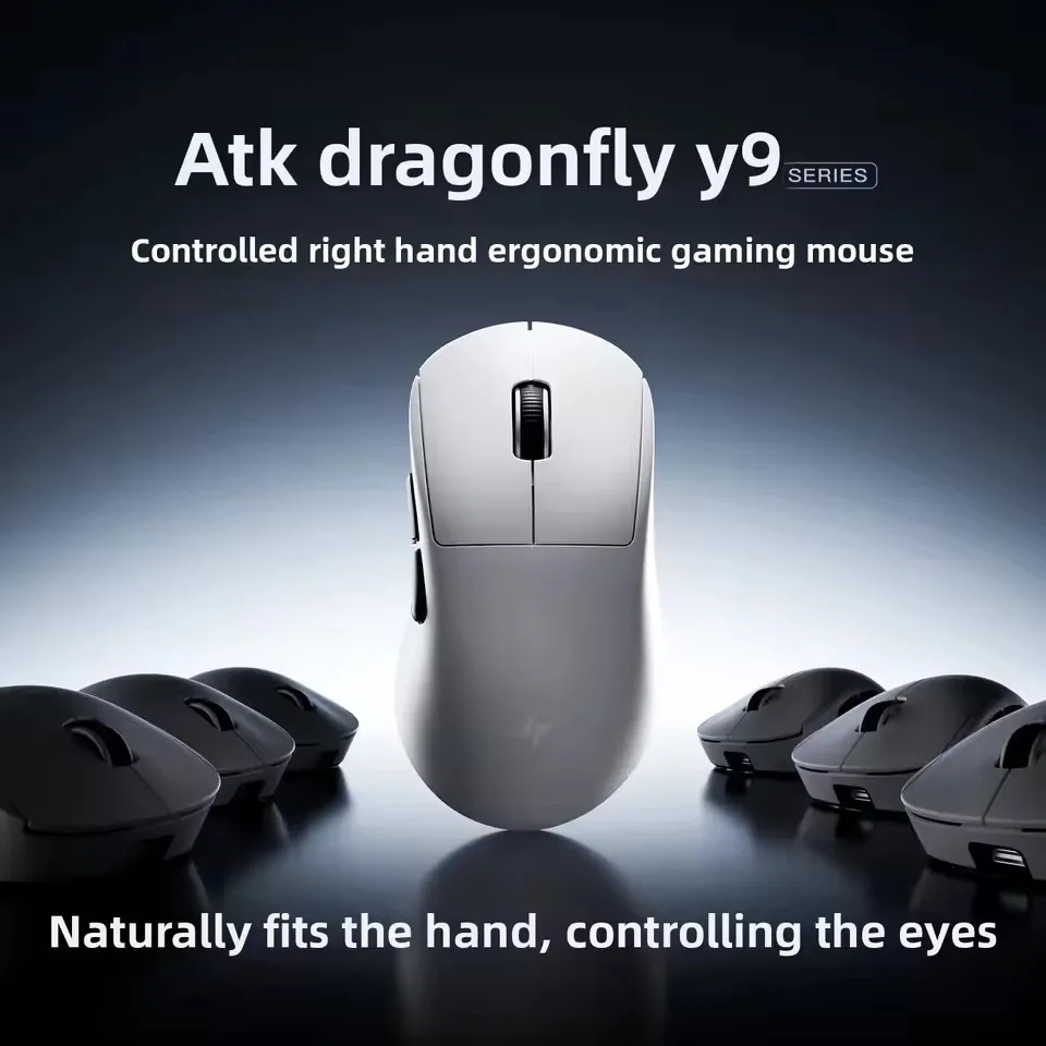 ATK Y9 Pro Max Ultimate Wireless Tri-Mode Gaming Mouse PAW3950 8K 55g Lightweight 150H Battery Right-Hand Ergonomic Esport Mouse