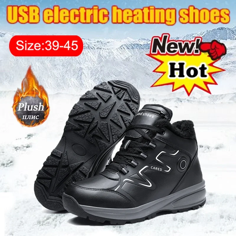 Zapatos con calefacción eléctrica para hombre, calentador de pies eléctrico inteligente, cálido, antideslizante, USB, 10000mah, para invierno