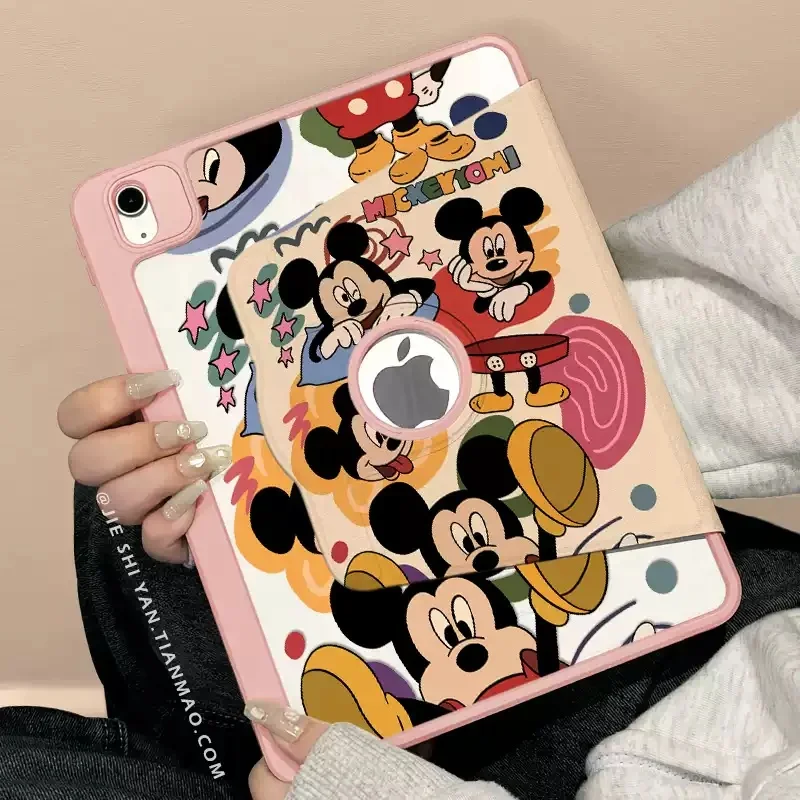 

Suitable for 2025 A16 11th Generation Air6 7 Pro 11in Cartoon Mickey Ipad Case 10th 10.9in 20 21 10.2in Mini5 720° Acrylic Cover