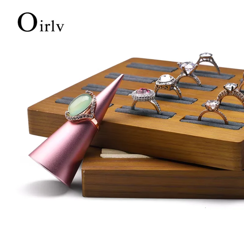 

Oirlv wooden jewelry tray display station solid wood jewelry tray separated display ring, earring bracelet wooden jewelry tray