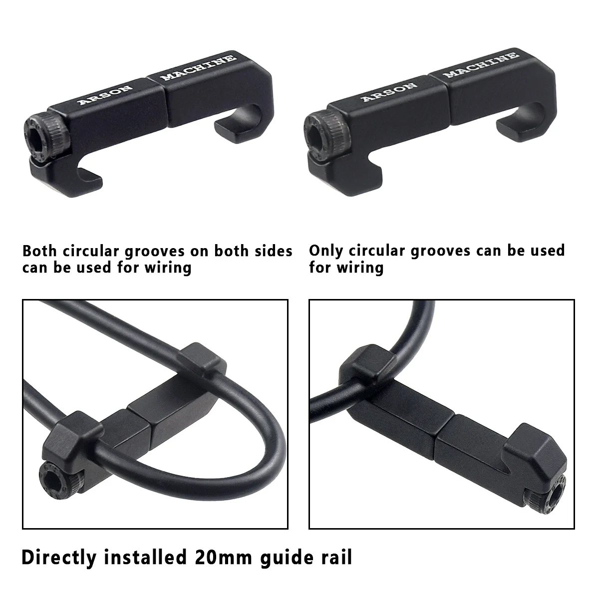 New Aluminum 3 PCS M-LOK Switch Cable Clip Wire Guide System For M300 M600 PEQ Weapons Light Cable Management Picatinny Rail