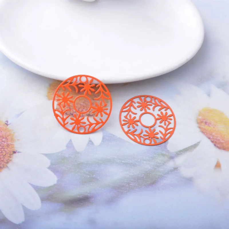 30 Stück AB8784 28*28mm Messing Bemalte Runde Anhänger DIY Schmuck Ohrring Zubehör – Detail 9