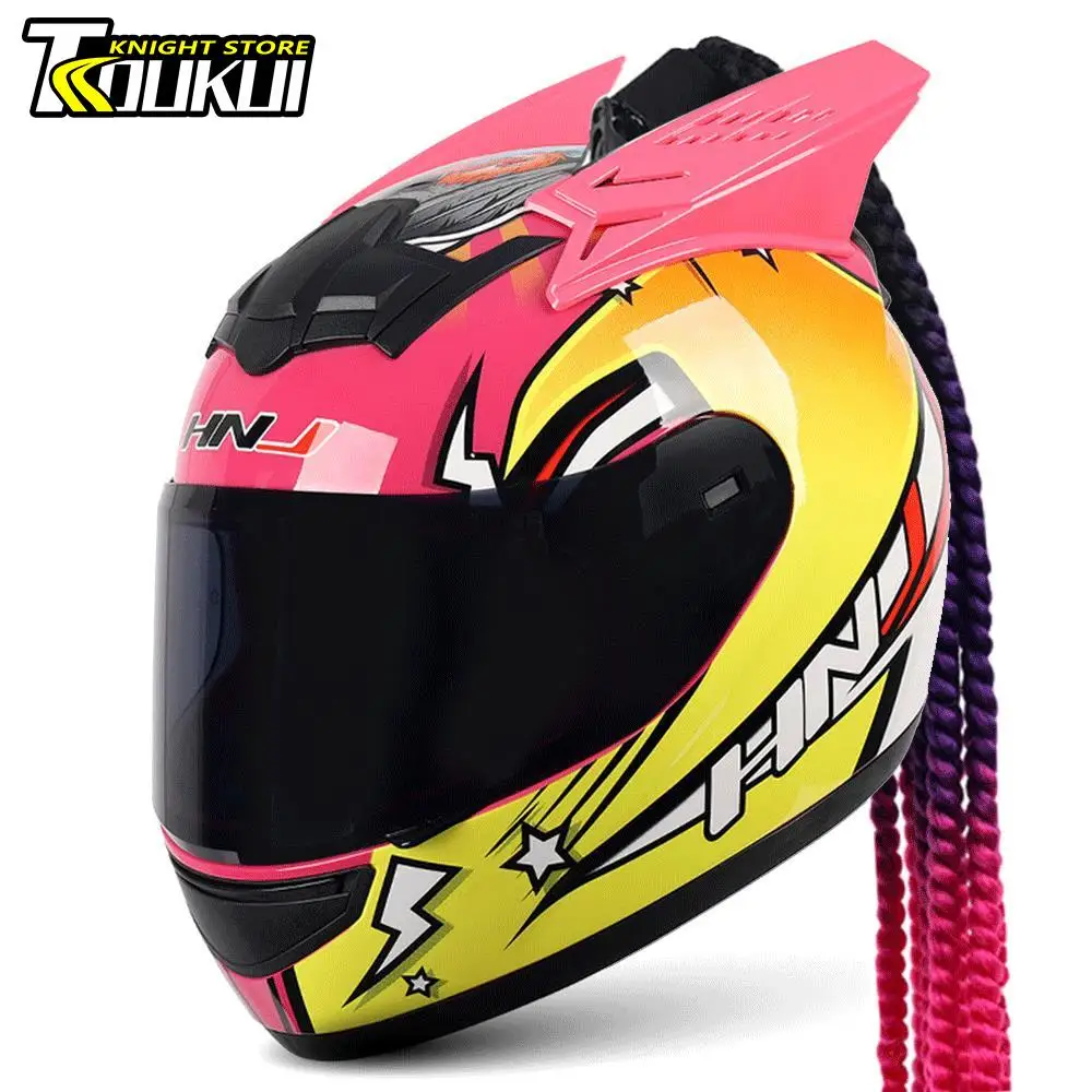 

Full Face Helmet MotorcycleDOT Approved Capacete De Moto Helmet Off-road Creative Horns Headwear Motocross Casco Moto Helmet