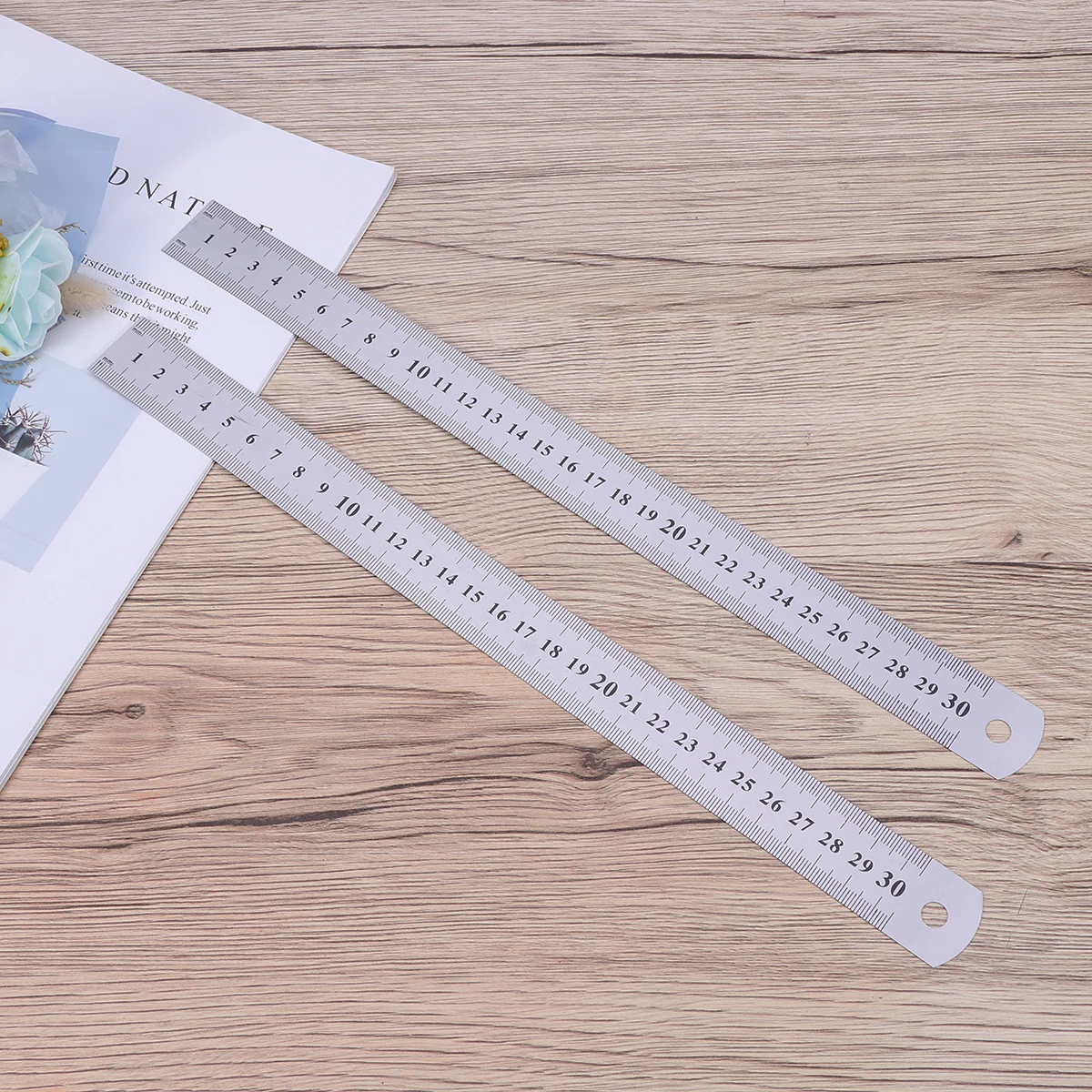 10pcs 30Cm Metal Ruler Stainless Double Side Scale Home School Office Straight Ruler Smooth Edge Drawing Tool