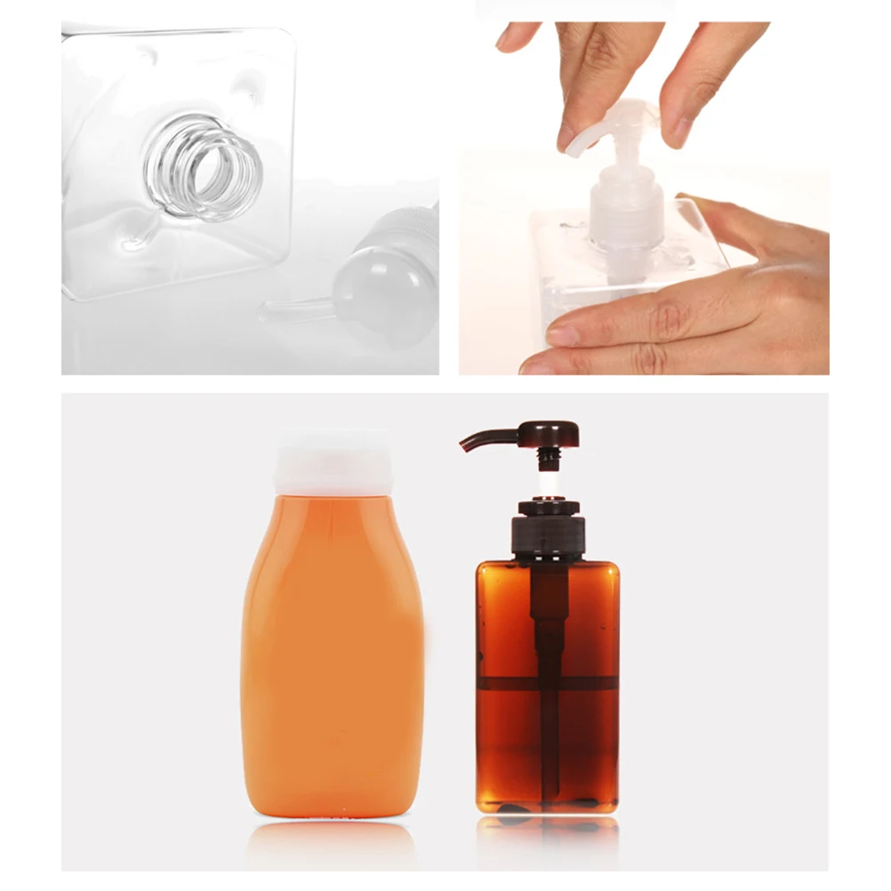 

2Pcs Press Pump Empty Bottles Premium Petg Square Refillable Containers for Travel Shampoo Lotion Liquid Soap Dispenser