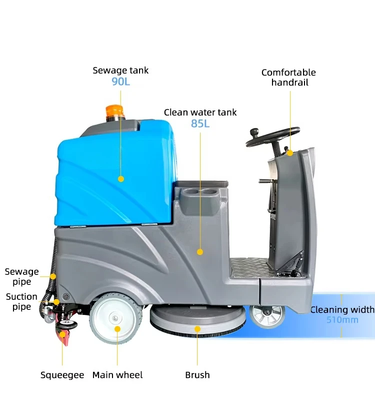20-Zoll-Ride-On Advanced Floor Cleaning Scrubbing Machine Kommerzieller Supermarkt-Bodenschrubber