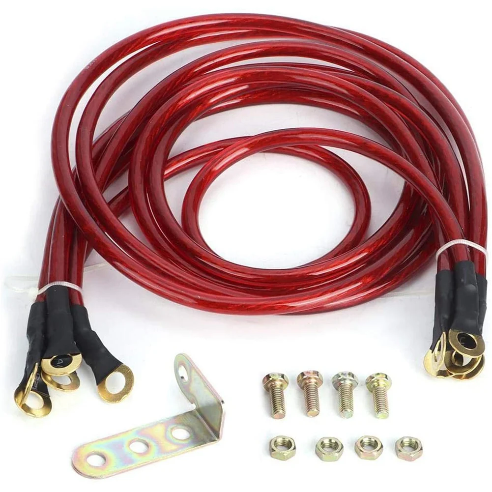 

Ground Wire Universal 5-Point Car Ground Wire Reinforced Ground Wire System Kit Modification for All Cars Red