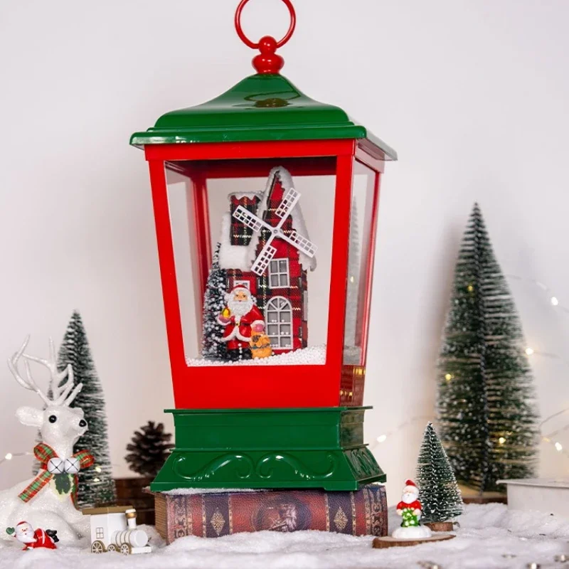 Santa Claus Snow Night Light Window Decorations Decorations Desktop Scene Arrangement Music Box Bar Atmosphere