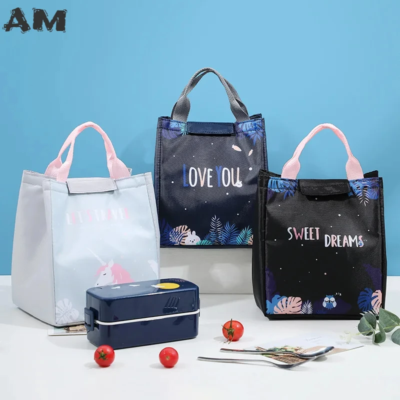 Lunch Box Bag Portable Handbags Thermal Food Picnic Lunch Bags Functional Pattern Cooler Insulated Lunch Box Tote Convenient Box