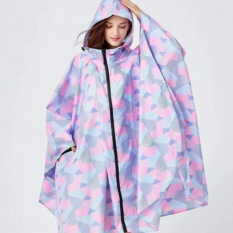 Big Size Women Lightweight Cloak Poncho Fashion Waterproof Raincoat Adults Outdoor Windproof Rainwear Portable Hiking Rain Coat