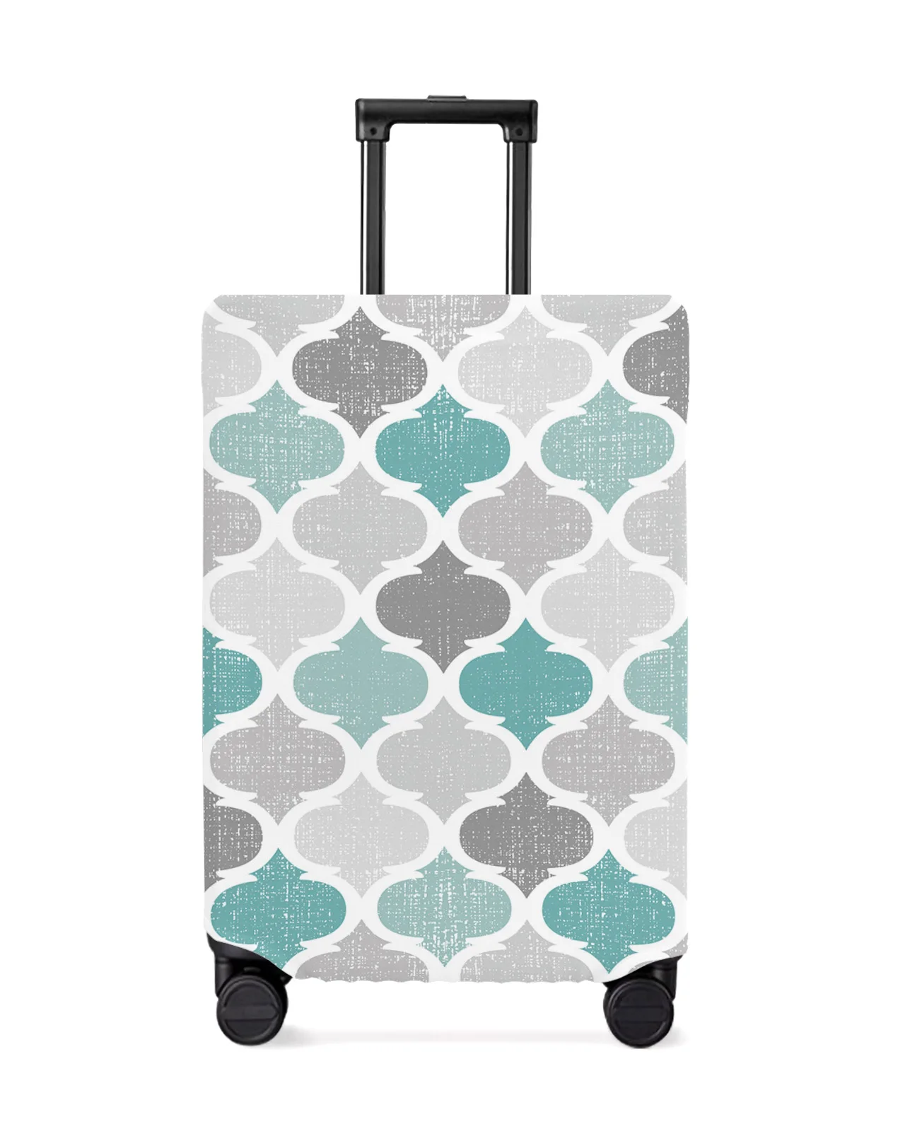 

Turquoise Grey Geometric Moroccan Retro Luggage Protective Cover Travel Accessories Suitcase Elastic Dust Case Protect Sleeve