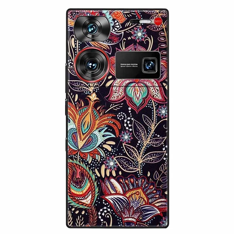 For ZTE Nubia Z60 Ultra Case NX721J Floral 3D Relief Soft Silicone TPU Coques For ZTE Nubia Z 60 Ultra Phone Cover Emboss Fundas