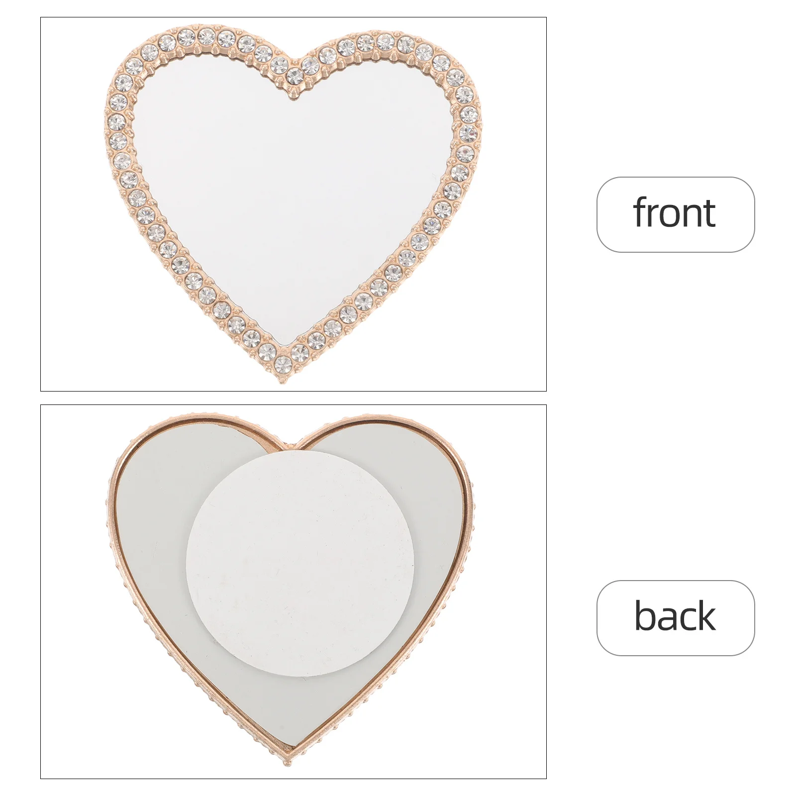 5 stuks hartvormige handspiegel meisjes stijlvolle strass draagbare mini zakspiegel telefoonhoes decor Valentijnsdag