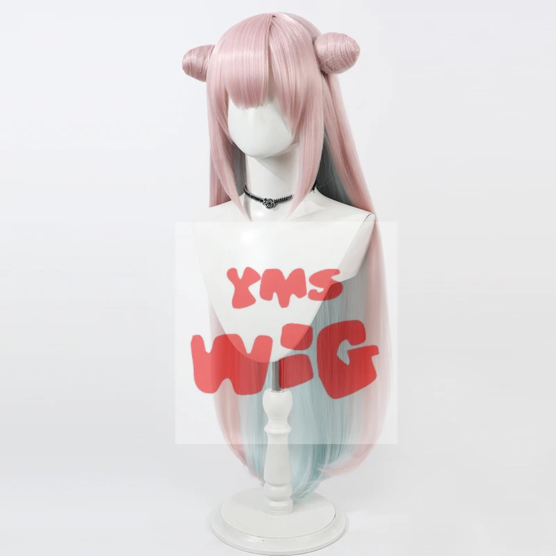 애니메이션 미모리 바이쿠야 코스프레 가발, 마법소녀와 악마 중위, 핑크 파란 머리, 내열성