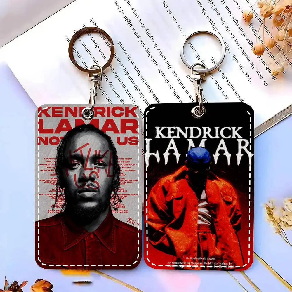 1pc Rapper K-Kendrick Lamar Card Case Keychain Access Card Bag Key Tag Ring Leather Card Holder Key Ring Access
